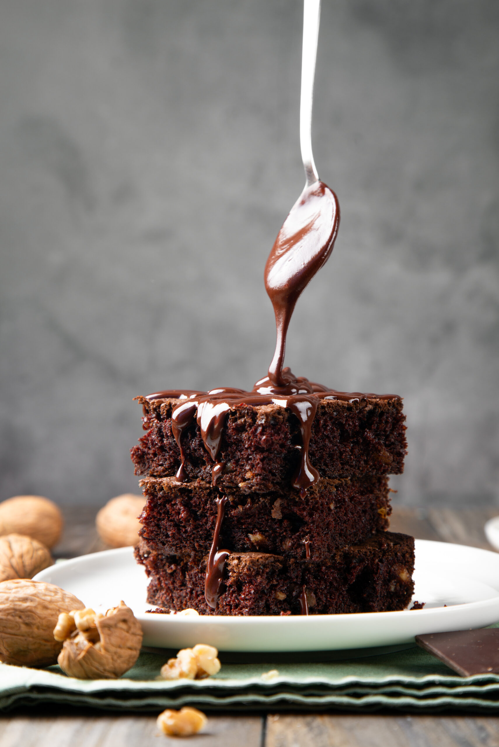 Pouring melted chocolate